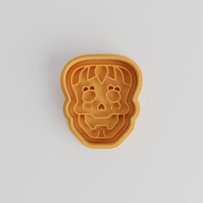 Day of the Dead Skull Cookie Cutter and Stamp Set, 6-Piece, S/M/L Sizes, Fondant Tools