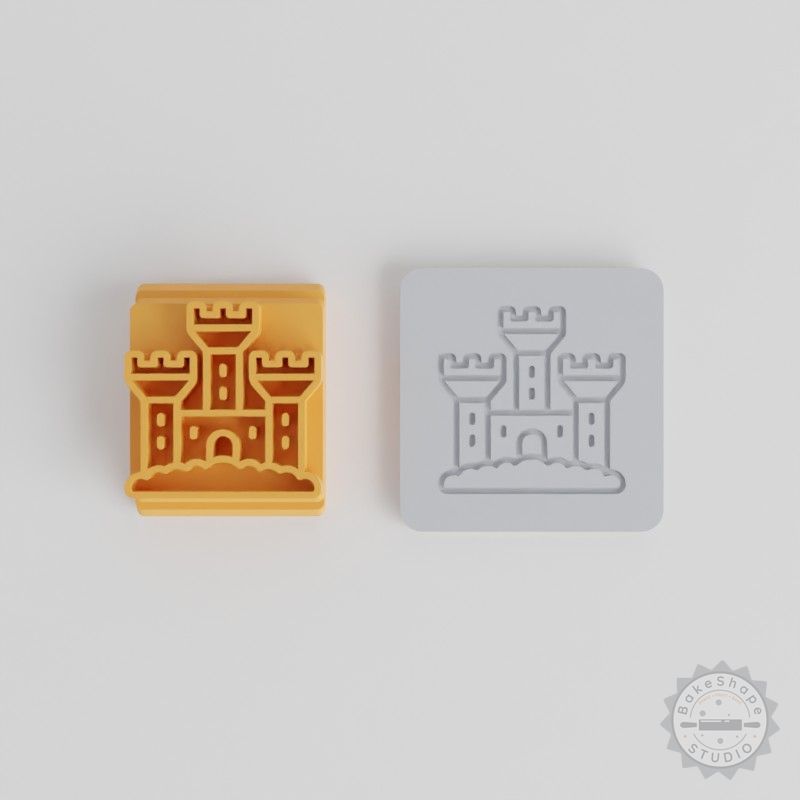 Sandcastle Stamp Tile Set, 5 Sizes for Clay, Cookies & Fondant, Beach Castle Design