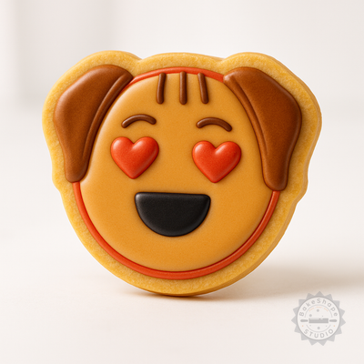 Decorated example 1 of Love Cookie Cutter Set, 6 Piece, Heart Shapes for Cookies, Fondant, Animal Dog Designs, Sizes S/M/L