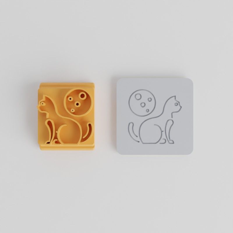 Black Cat Stamp Tile Set for Clay, Fondant & Cookies - 5 Sizes (20-40mm), Perfect for Halloween Crafts
