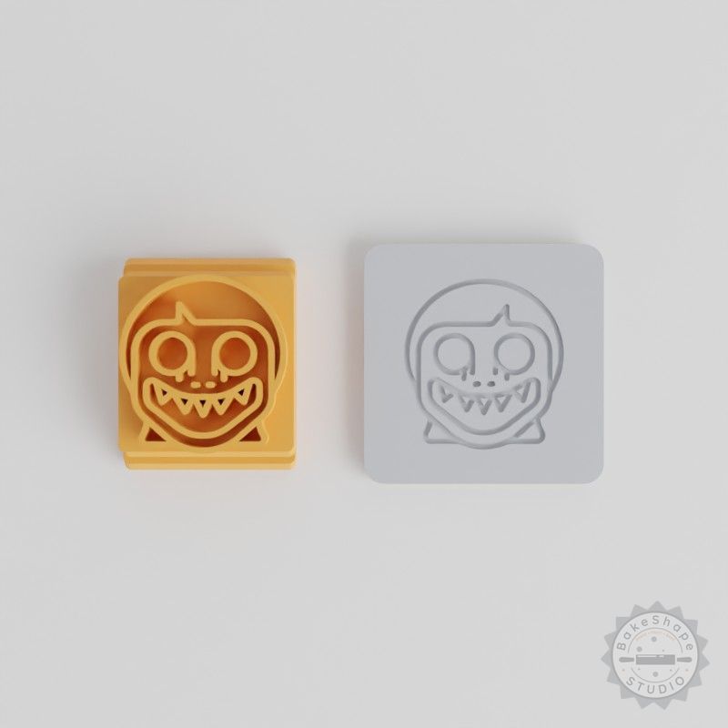 Demon Girl Clay Stamp Set, 5 Motif Sizes, Halloween Scary Emoji Design for Fondant, Cookies, and Soft Materials