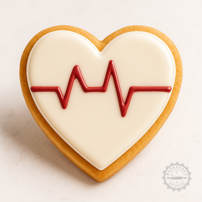 Decorated example 1 of Heartbeat Shape Cutter Stamp Set, Versatile Cookie Fondant Tool, 6-Piece, S/M/L Sizes