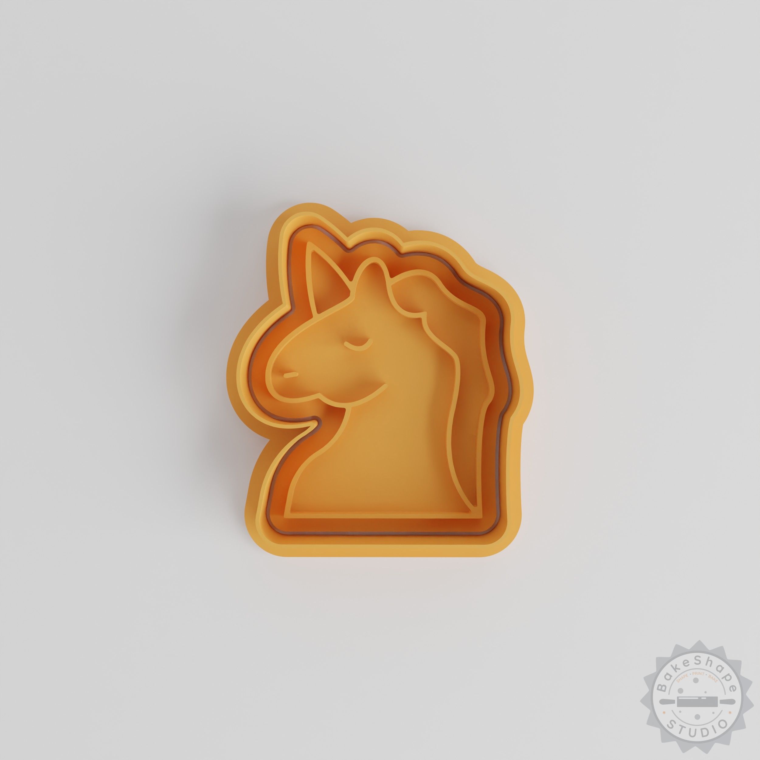 Unicorn cookie cutter and stamp STL set for 3D printing with multiple sizes for cookies and fondant