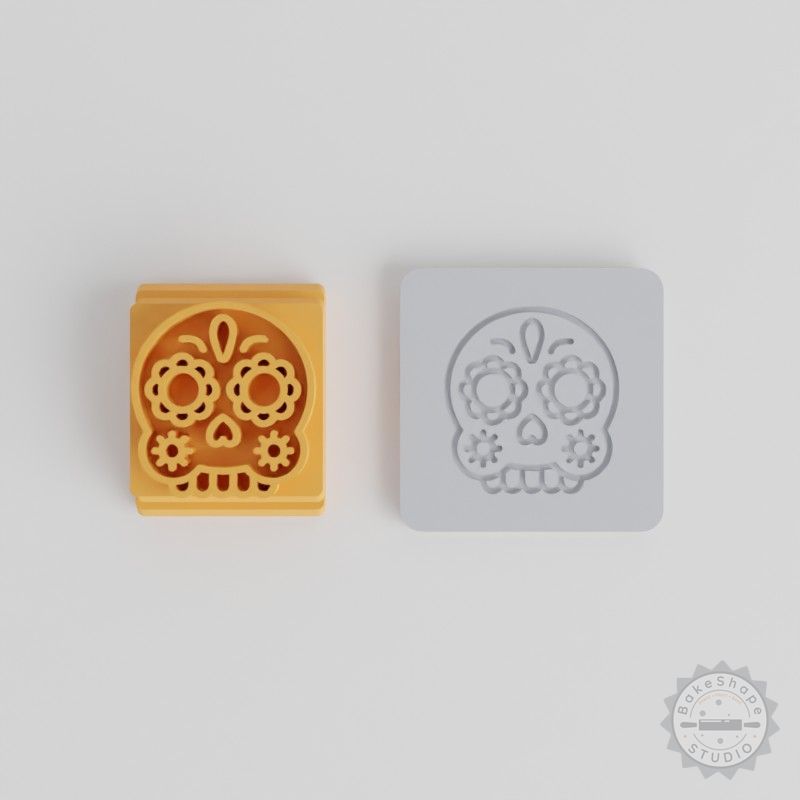 Skull Mask Stamp Set, 5 Sizes for Clay, Cookies, Fondant, Calavera, Day of the Dead Design