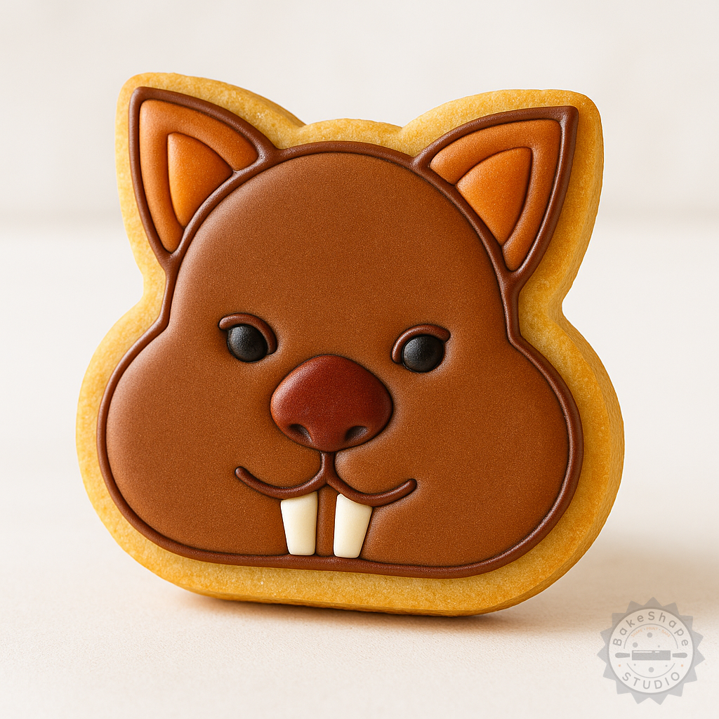 Decorated example 1 of Wombat Shape Cutter and Stamp Set, Cookie and Fondant Cutter, 6-Piece Australian Wildlife Baking Tools, S/M/L Sizes