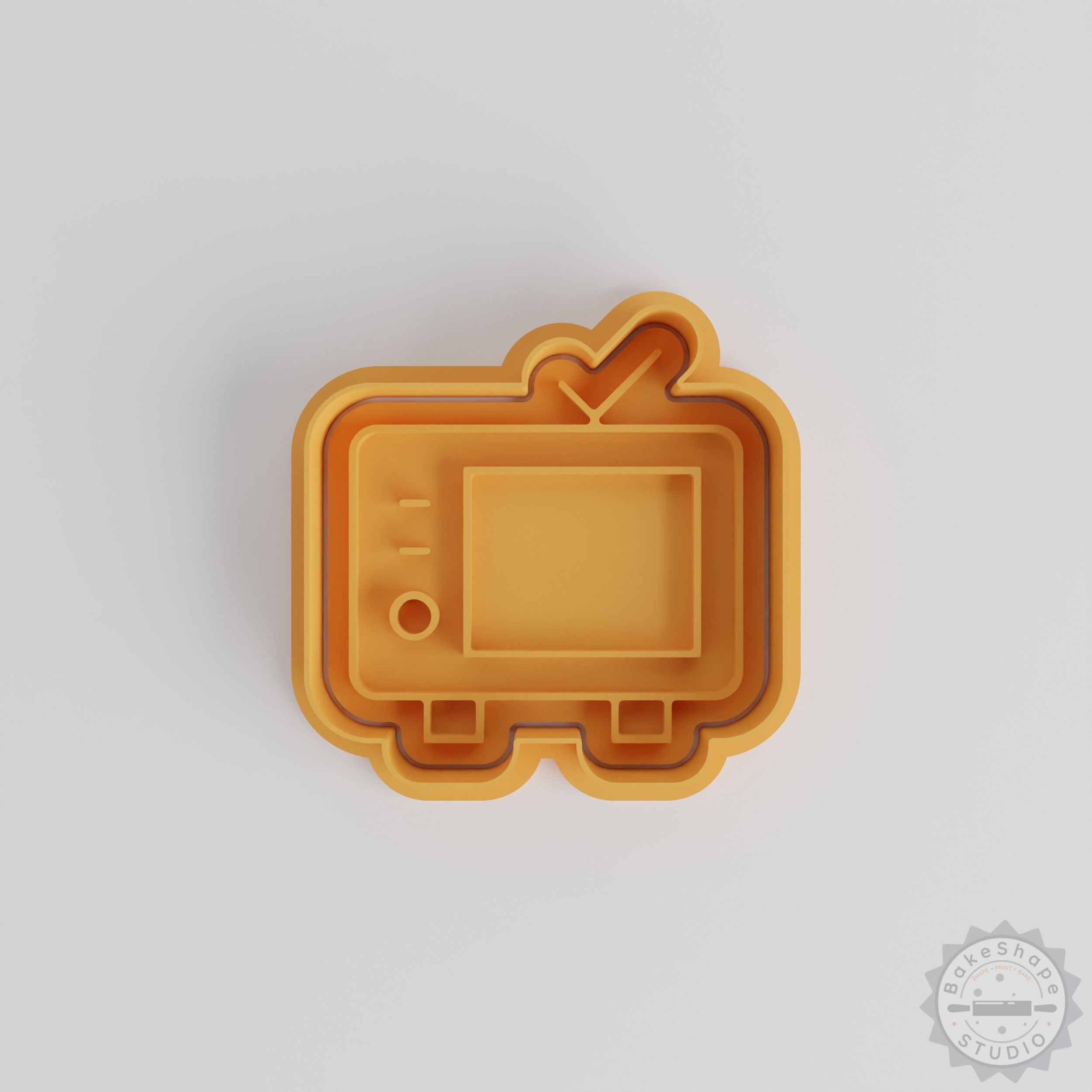 Retro TV Shape Cutter and Stamp Set, 6-Piece, Perfect for Cookies and Fondant