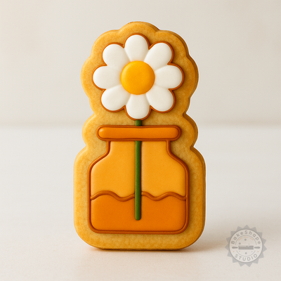 Decorated example 1 of Daisy in Jar Shape Cutter and Stamp Set, Perfect for Cookies and Fondant, 6-Piece, 3 Sizes