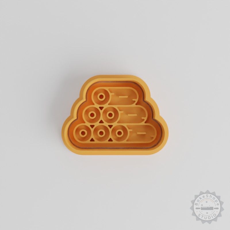 Firewood Shape Cutter and Stamp Set, Perfect for Cookies and Fondant, Rustic Log Design, 6 Pieces, S/M/L Sizes