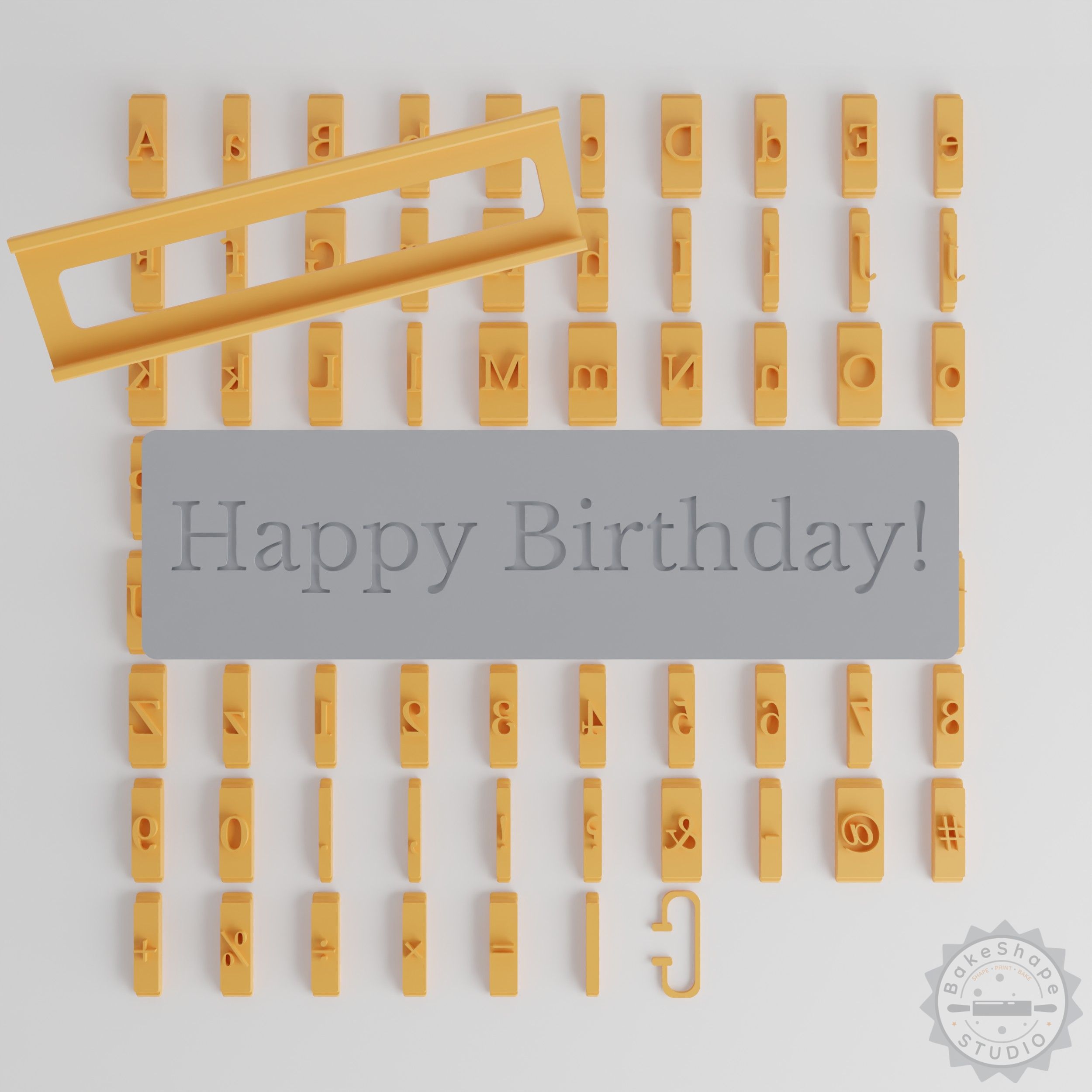 Libre Baskerville 1/2" Font Tile Set, 80-Piece Crafting Tool for Clay, Cookies, Fondant