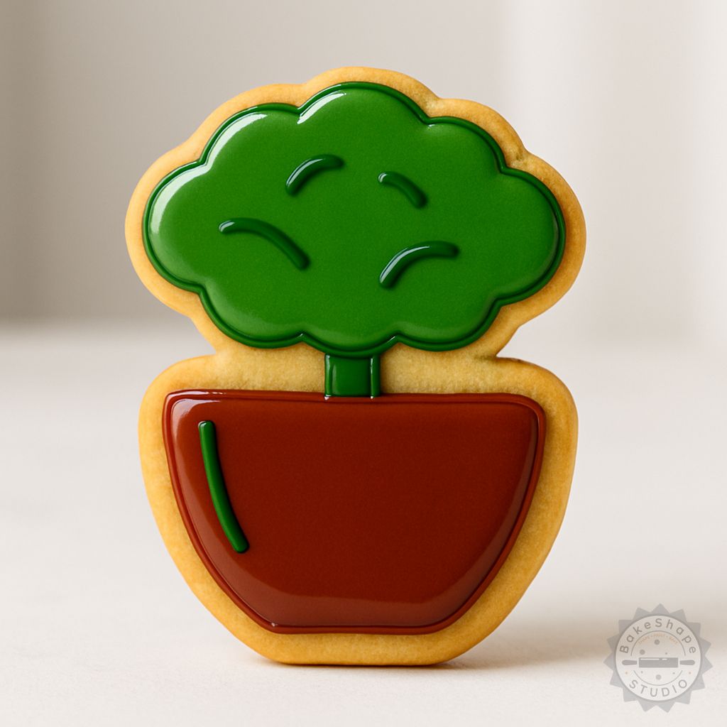 Bush plant cookie cutter and stamp set STL for 3D printing, includes small, medium, and large sizes
