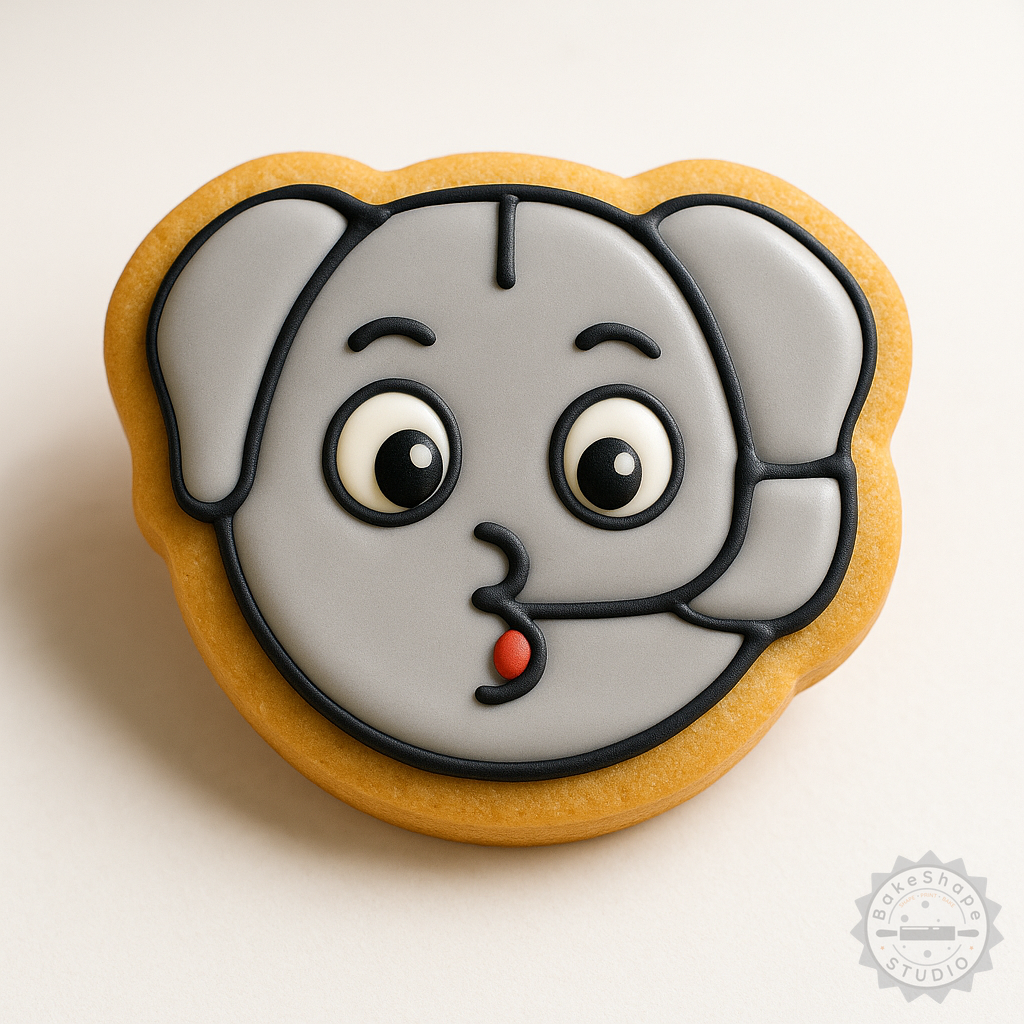 Decorated example 1 of Party Animal Shape Cutter Set, 6-Piece Cookie and Fondant Stamps, S/M/L Sizes