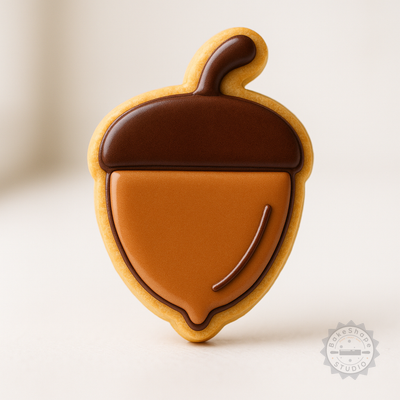 Decorated example 1 of Acorn Shape Cutter and Stamp Set, Perfect for Cookies, Fondant, 6-Piece Pack with S/M/L Sizes, Autumn Nut, Woodland Seed Design