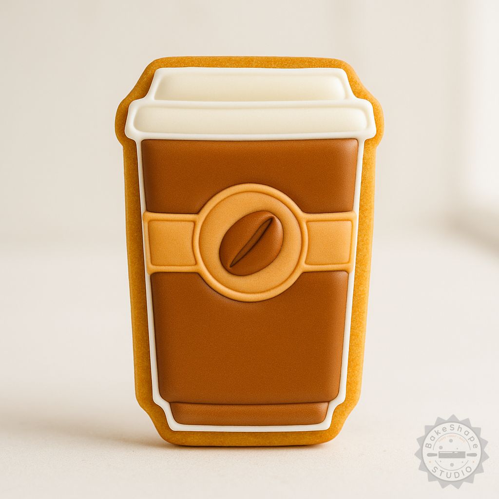 Disposable coffee cup cookie cutter and stamp STL for 3D printing in small, medium, and large sizes