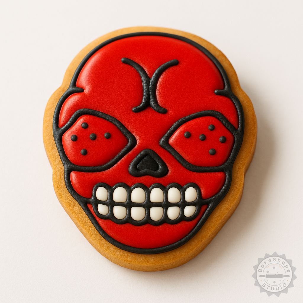Demon shape cookie cutter and stamp set STL files for 3D printing Halloween-themed baking supplies