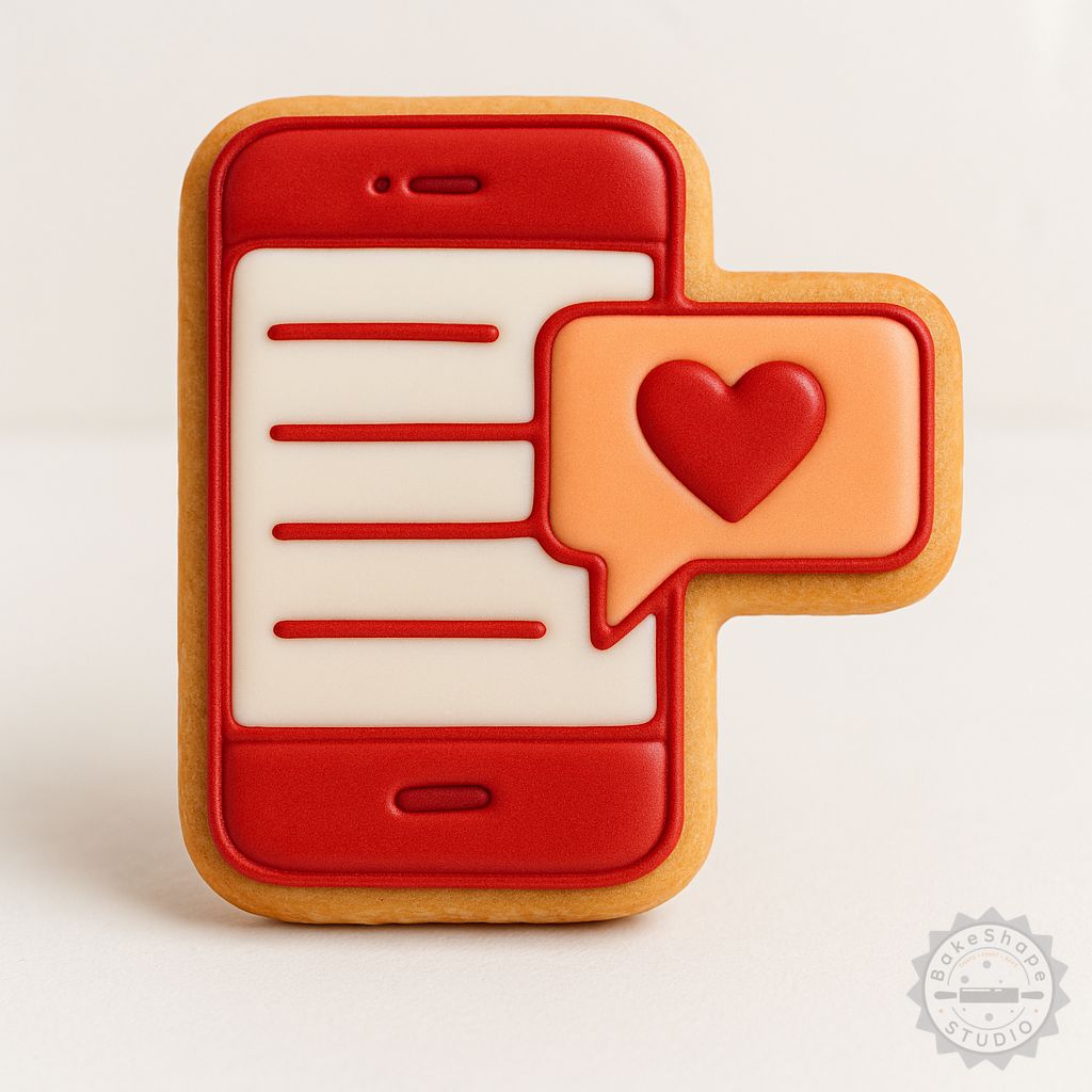Heart text message cookie cutter and stamp STL set for 3D printing and baking decoration