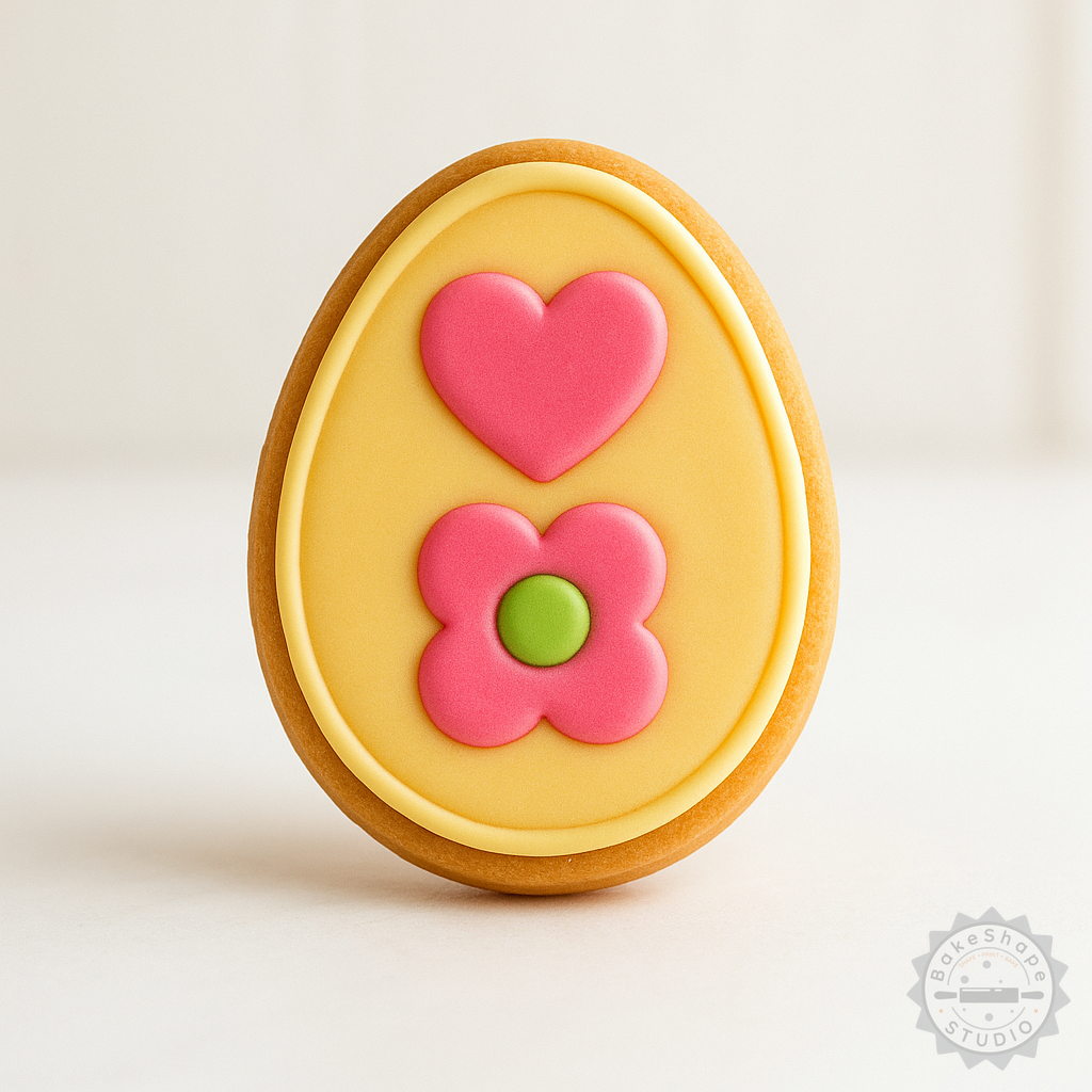Decorated example 1 of Easter Egg Shape Cutter and Stamp Set, 6-Piece Cookie and Fondant Decor Kit