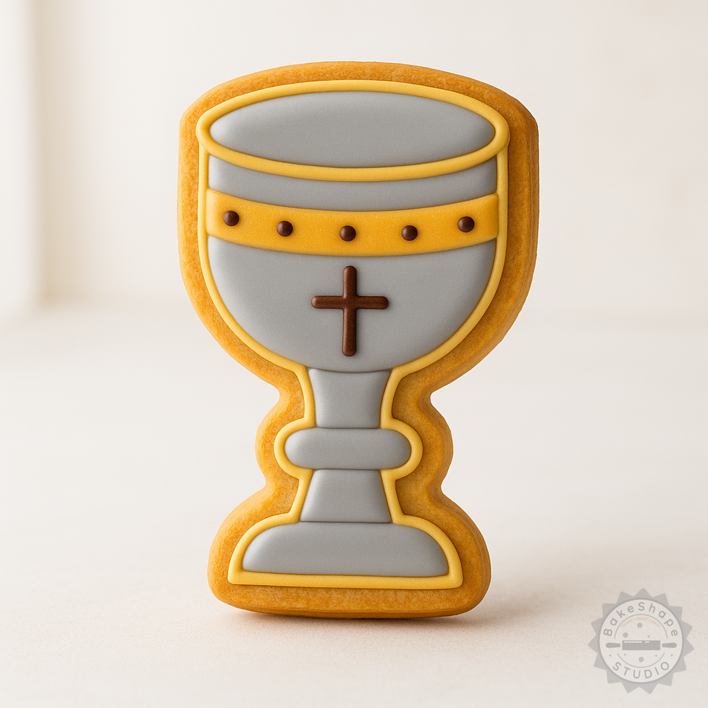 Decorated example 1 of Holy Grail Cookie Cutters Set, Shape Cutter and Stamp for Fondant, 6 Piece, S/M/L Sizes