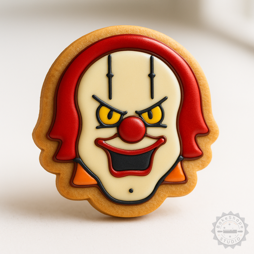 Decorated example 1 of IT Spooky Clown Cookie & Fondant Cutter Set, Halloween Horror Emoji, 6-Piece Collection