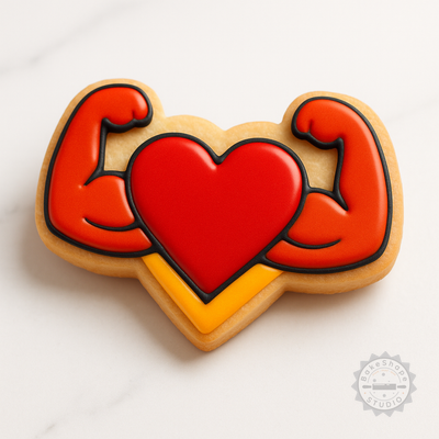Decorated example 1 of Cardio Exercises Shape Cutter & Stamp Set, Perfect for Heart Fitness Cookies, Fondant, 6 Pieces in S/M/L Sizes