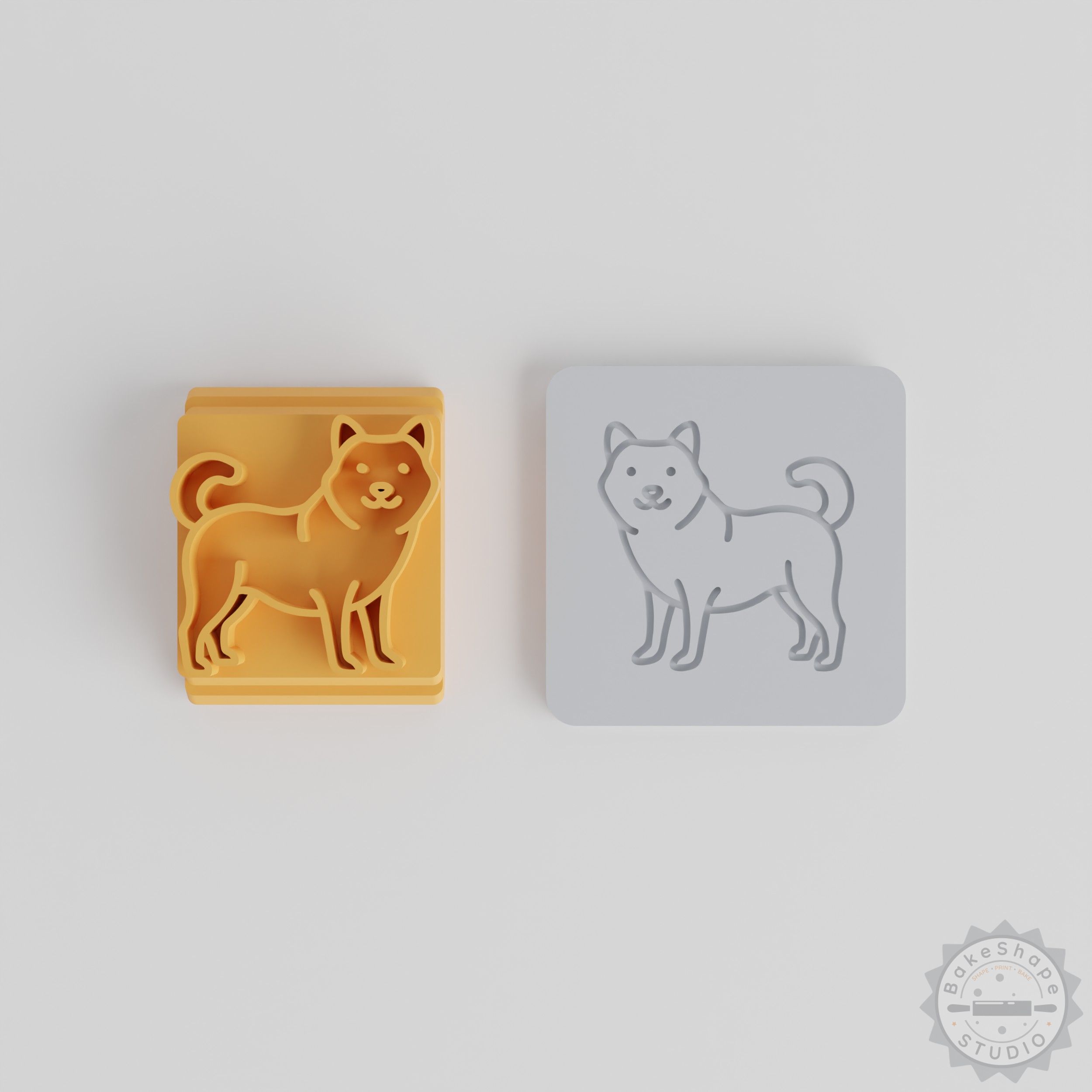 Shiba Inu Stamp Tile Set, 5 Sizes, for Clay, Cookies, Fondant, Cute Dog Puppy Design