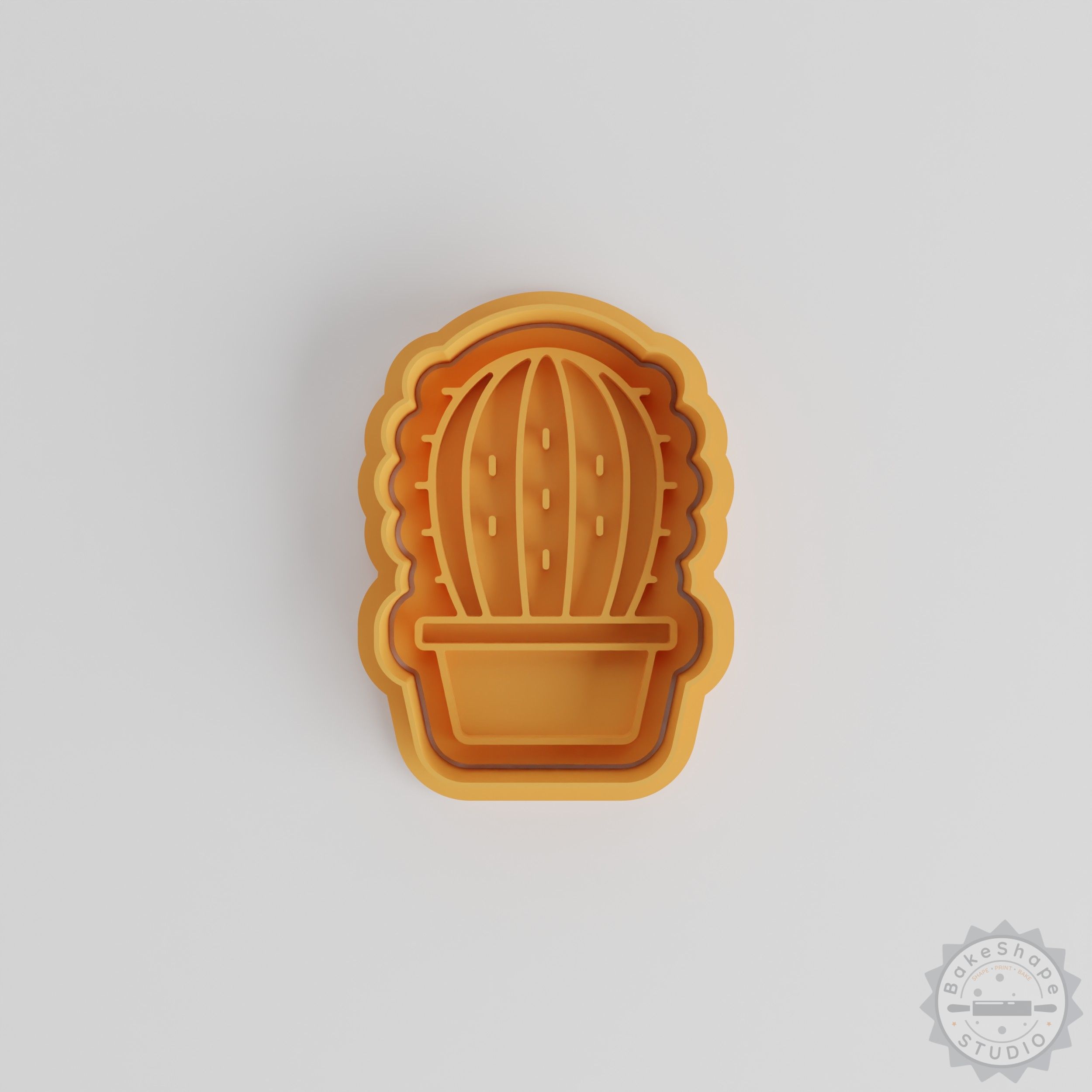 Rounded Cactus Cookie Cutter and Stamp Set, 3 Sizes, Shape Fondant, Succulent Baking Tools