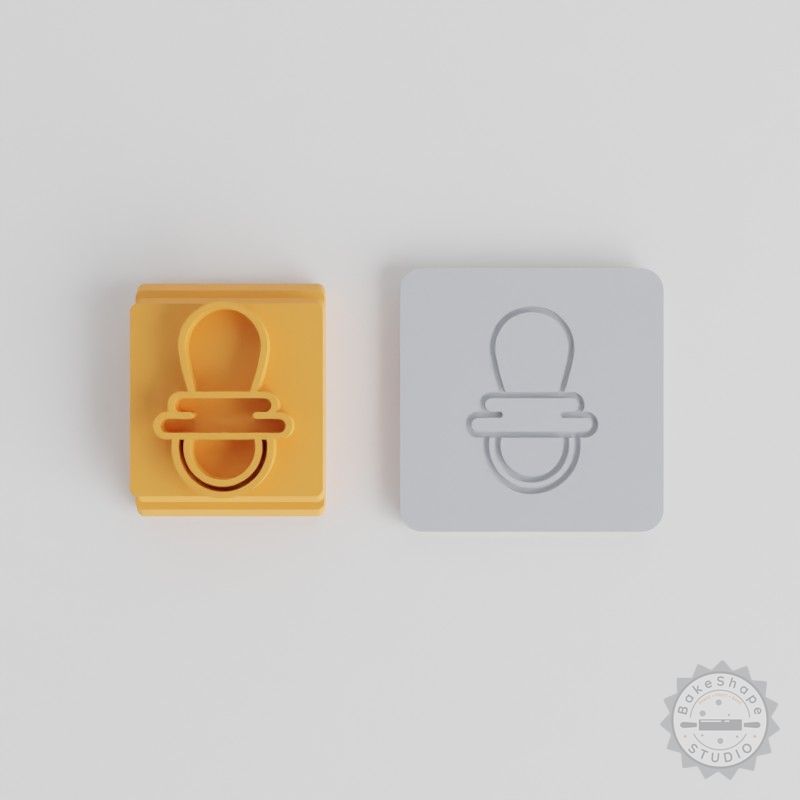 Baby Pacifier Stamp Set, 5-Piece, for Clay, Cookies, Fondant, Motif Sizes 20-40mm, Infant Soother Designs
