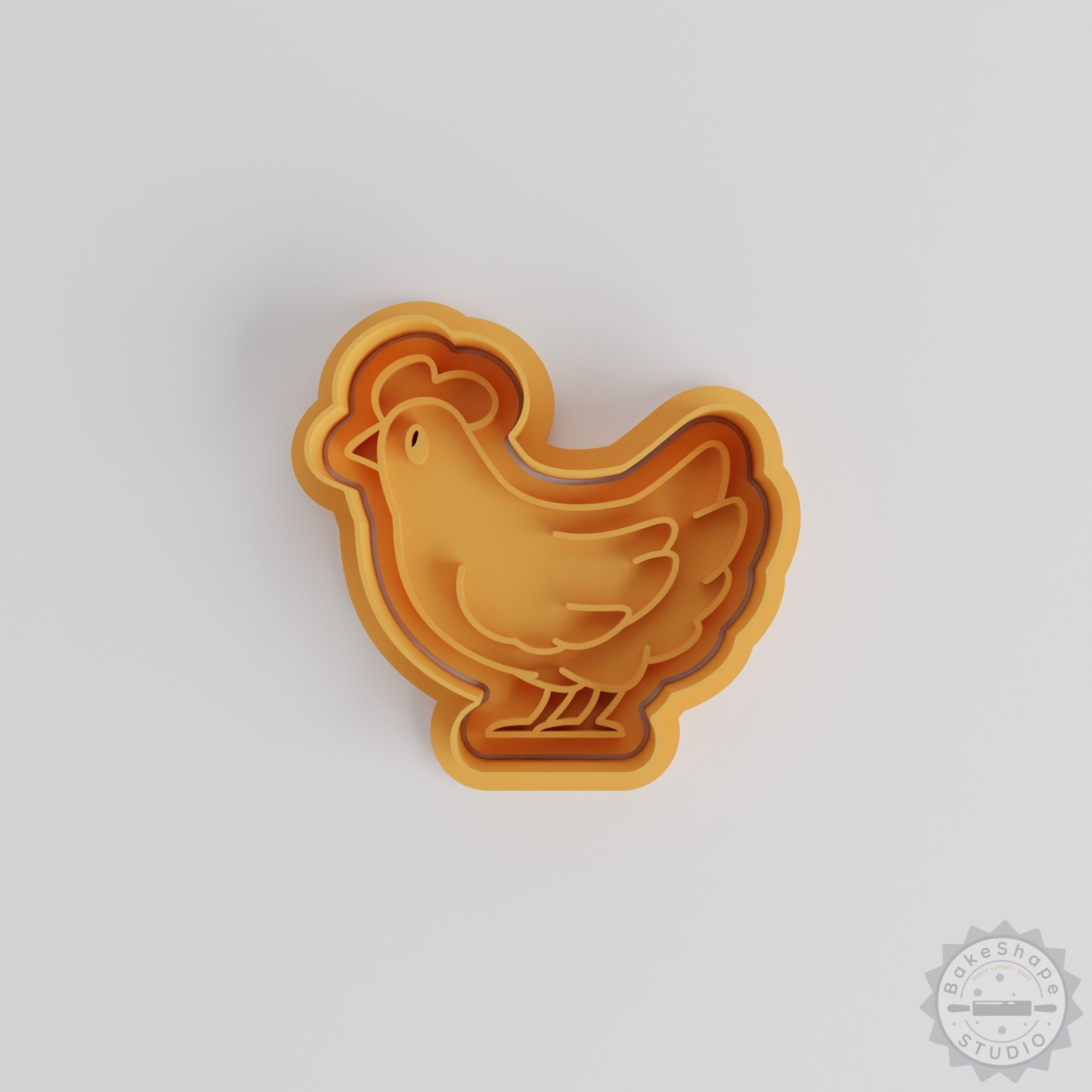 Chicken Shape Cookie Cutter & Stamp Set, 6-Piece Animal Design, S/M/L Sizes, Perfect for Baking & Fondant