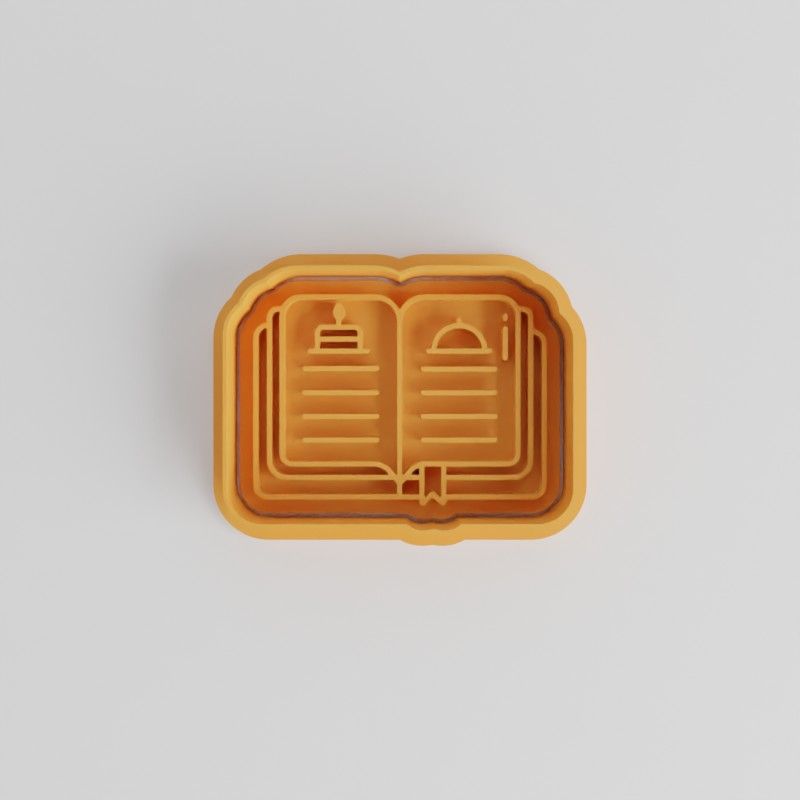 Recipe Book with Shape Cutter & Stamp Set for Cookies & Fondant, 6 Piece Collection, Sizes S/M/L