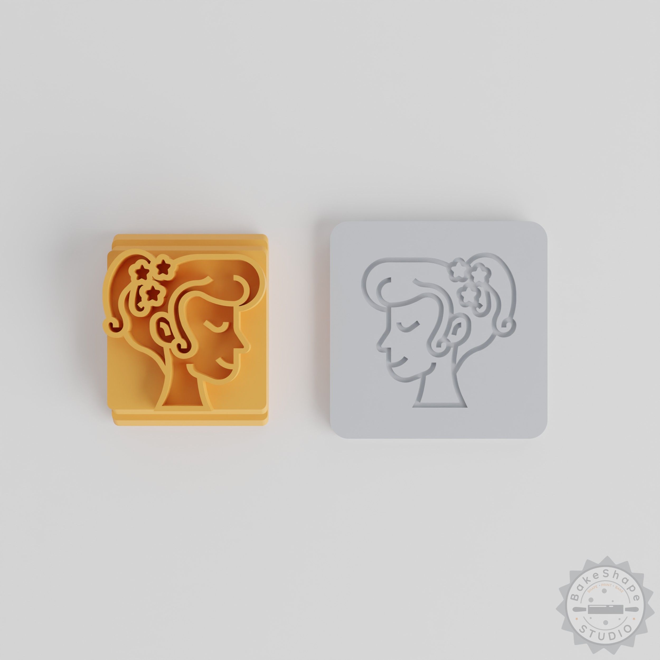 Barrette hair clip stamp set with 5 ornamental motif sizes 20 to 40 mm for clay and crafting STL file