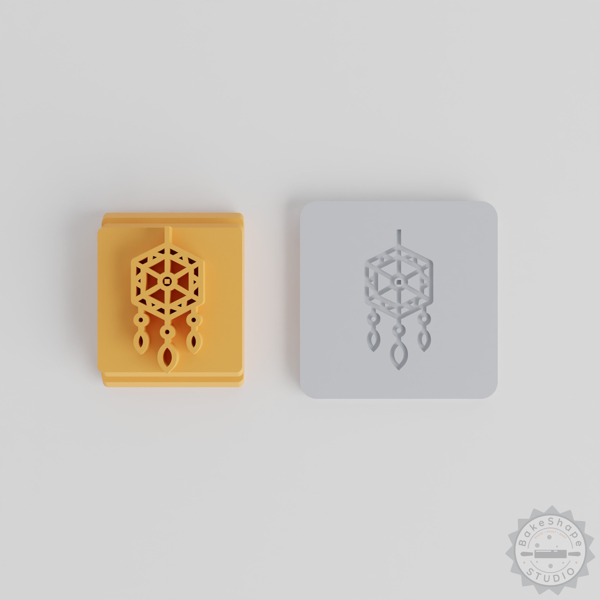 Boho-Style Stamp Tile Set, Dream Catcher, Indian Ornament, 5 Size Decorative Craft for Clay, Cookies, Fondant