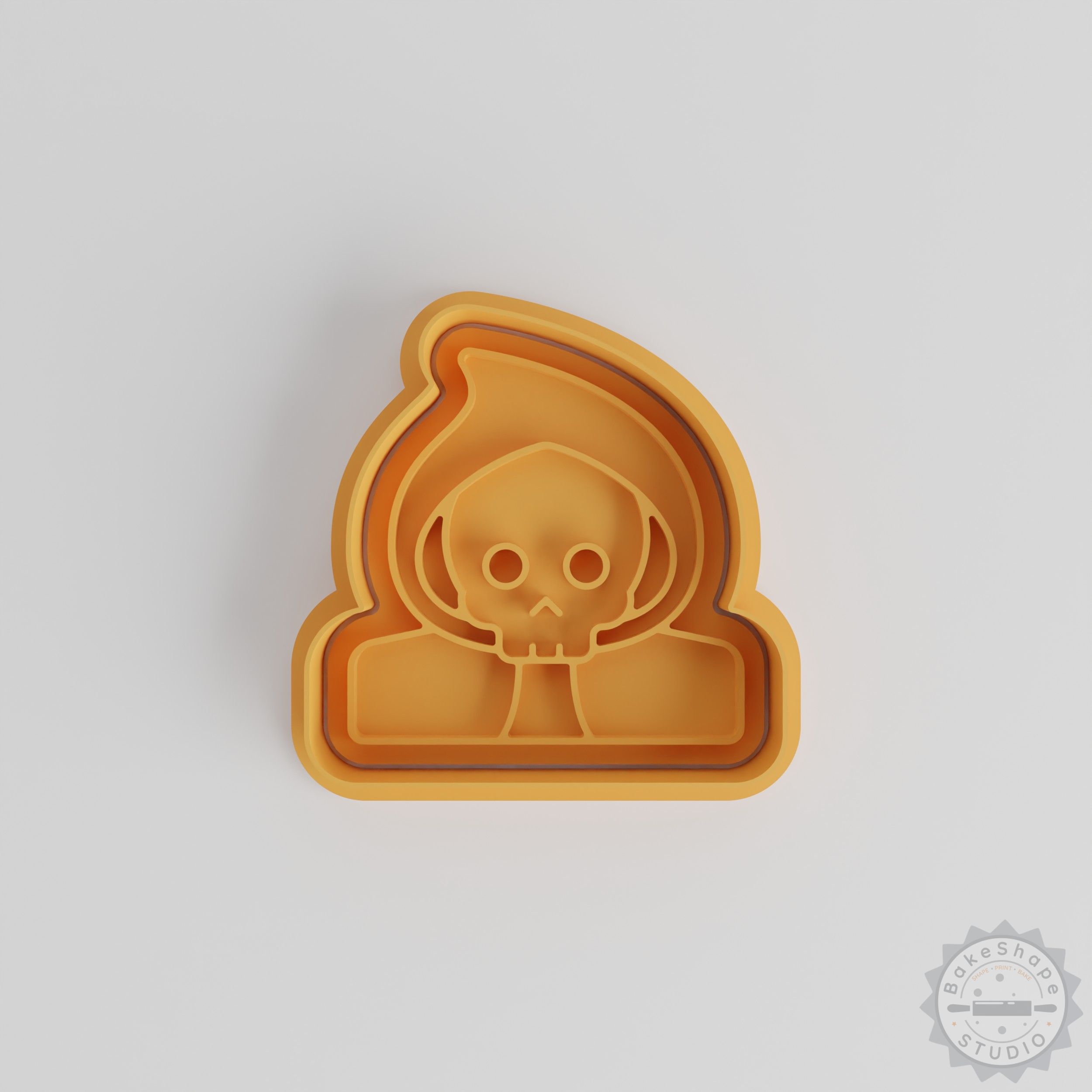 Grim Reaper Cookie Cutter Stamp Set, 6 Piece, Spooky Skull Fondant Shapes