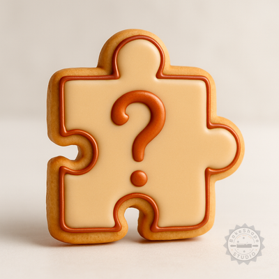 Decorated example 1 of Puzzle Cookie Cutter Set, 6-Piece Shape and Stamp for Cookies and Fondant, Sizes S/M/L
