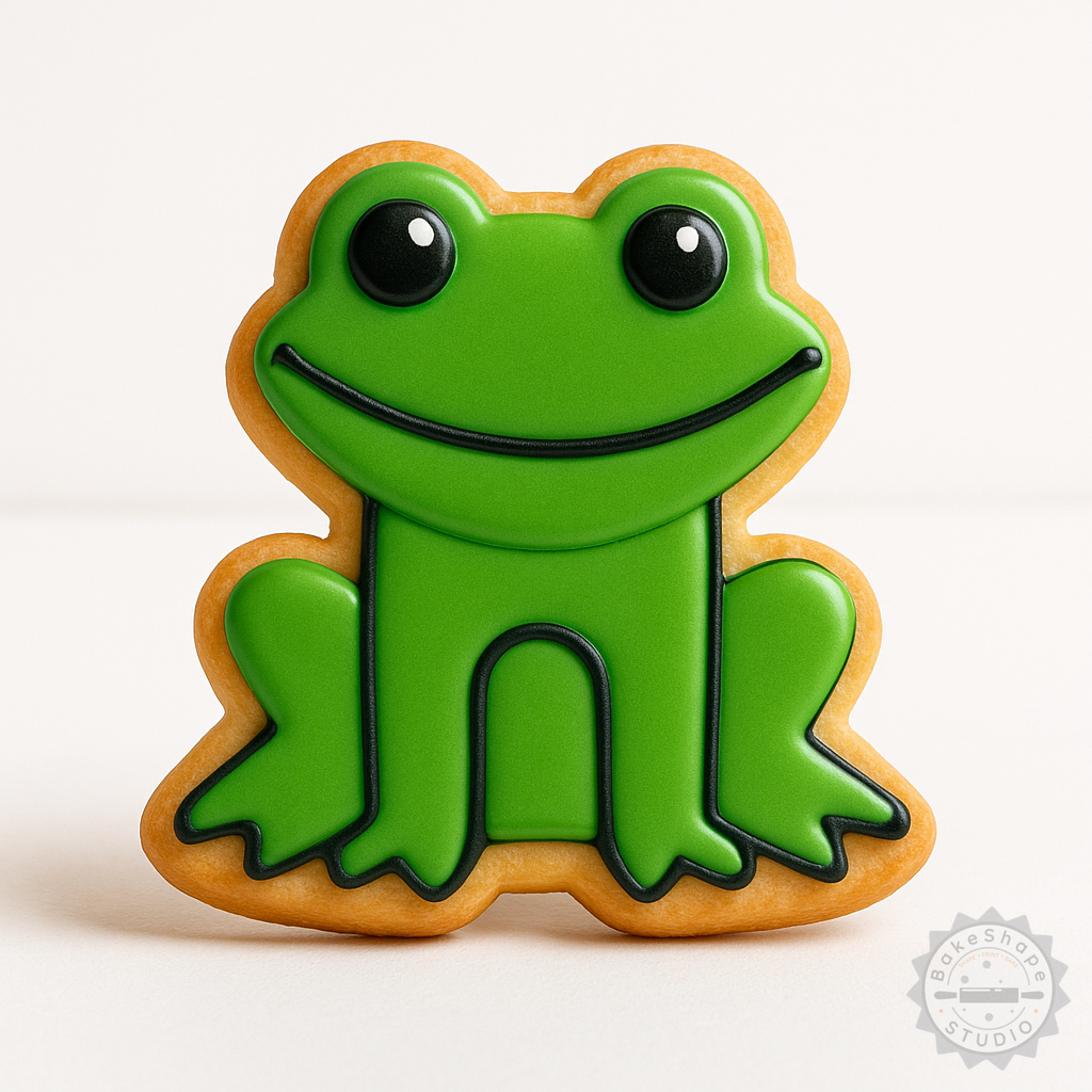 Decorated example 1 of Amphibian Cookie Fondant Cutter and Stamp Set, Frog Shapes, 6-Piece S/M/L