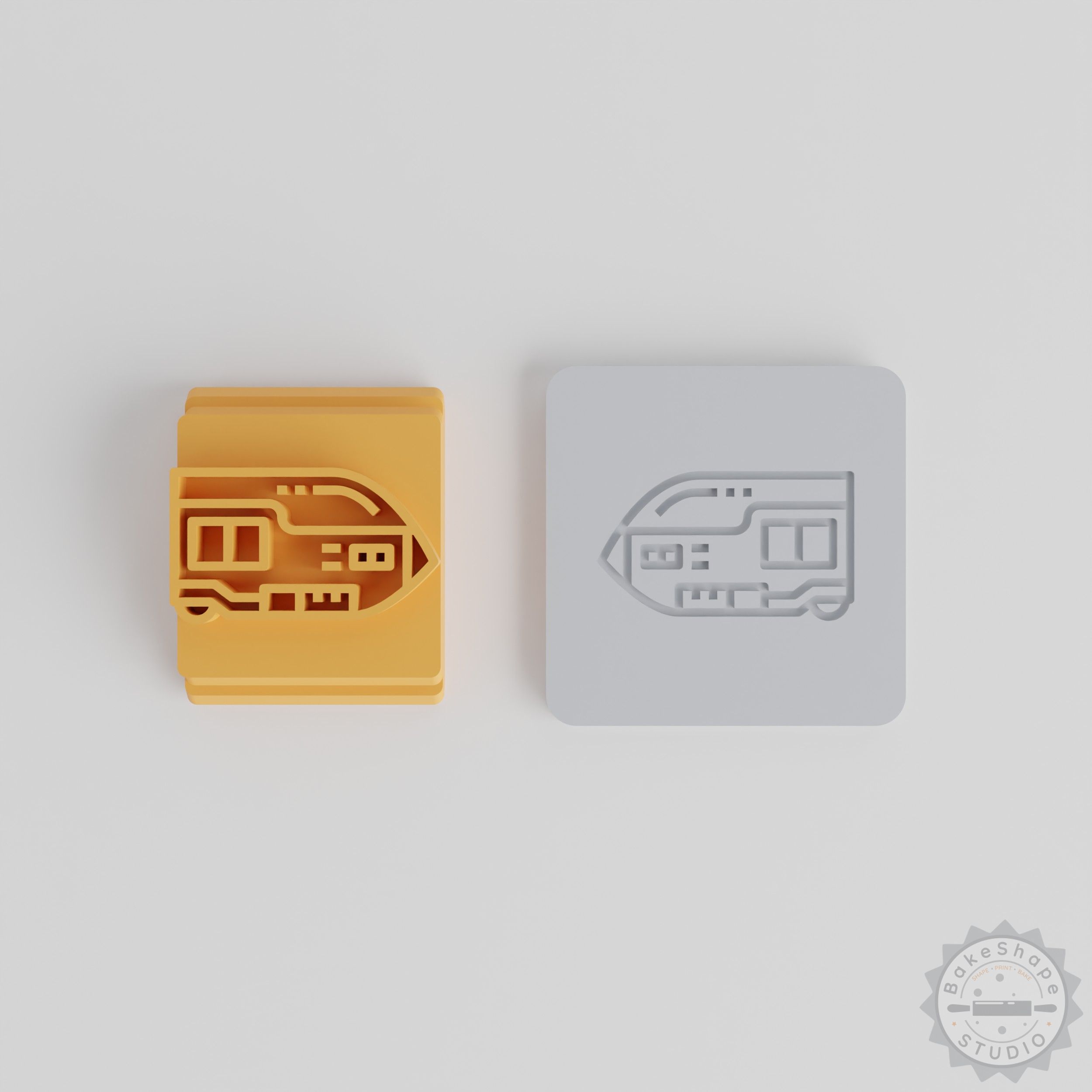 Train stamp tile set with 5 assorted sizes for clay and cookie crafting STL file