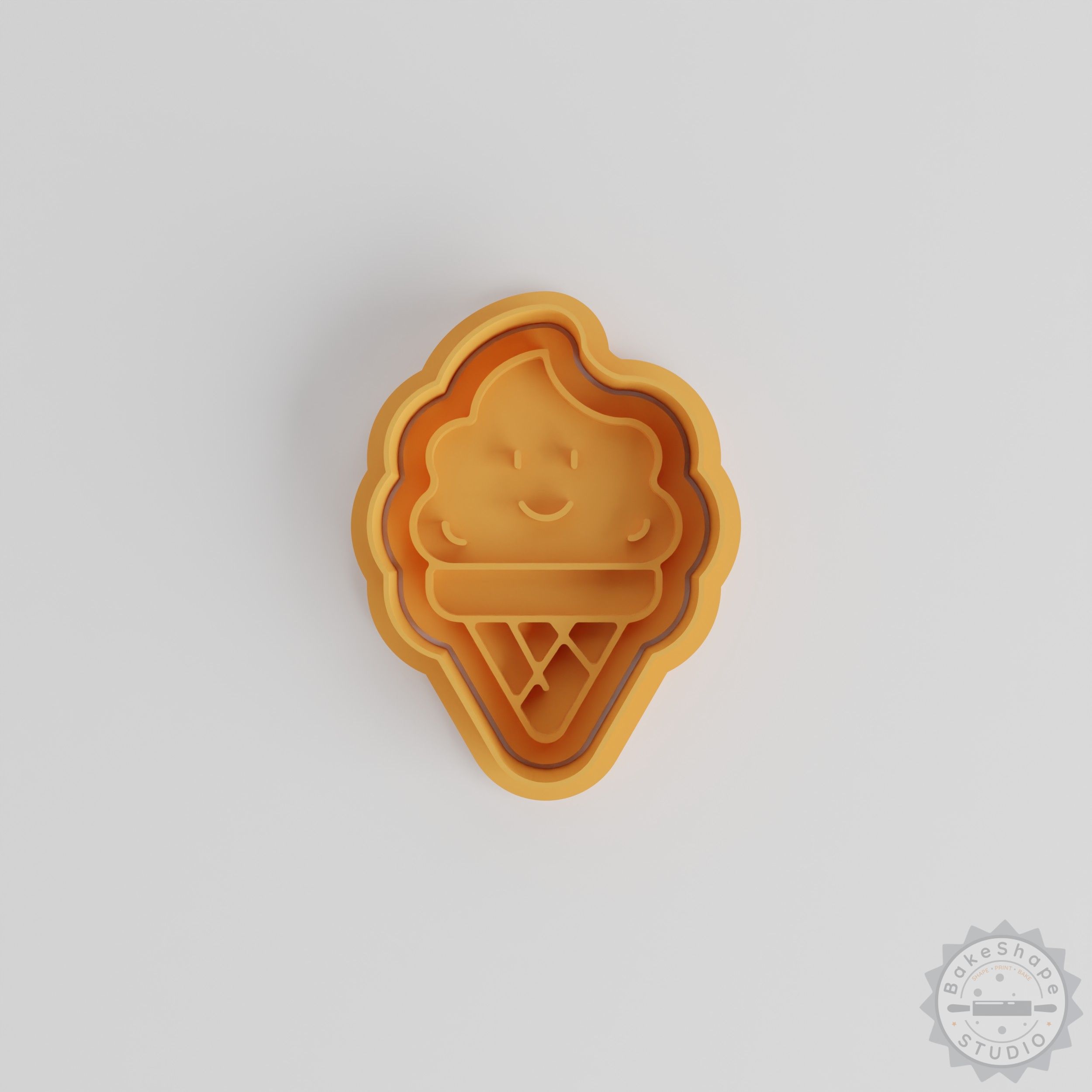 Kawaii Ice Cream Cookie Cutter and Stamp Set, 3 Sizes S/M/L, Cute Dessert Shapes for Fondant and Baking