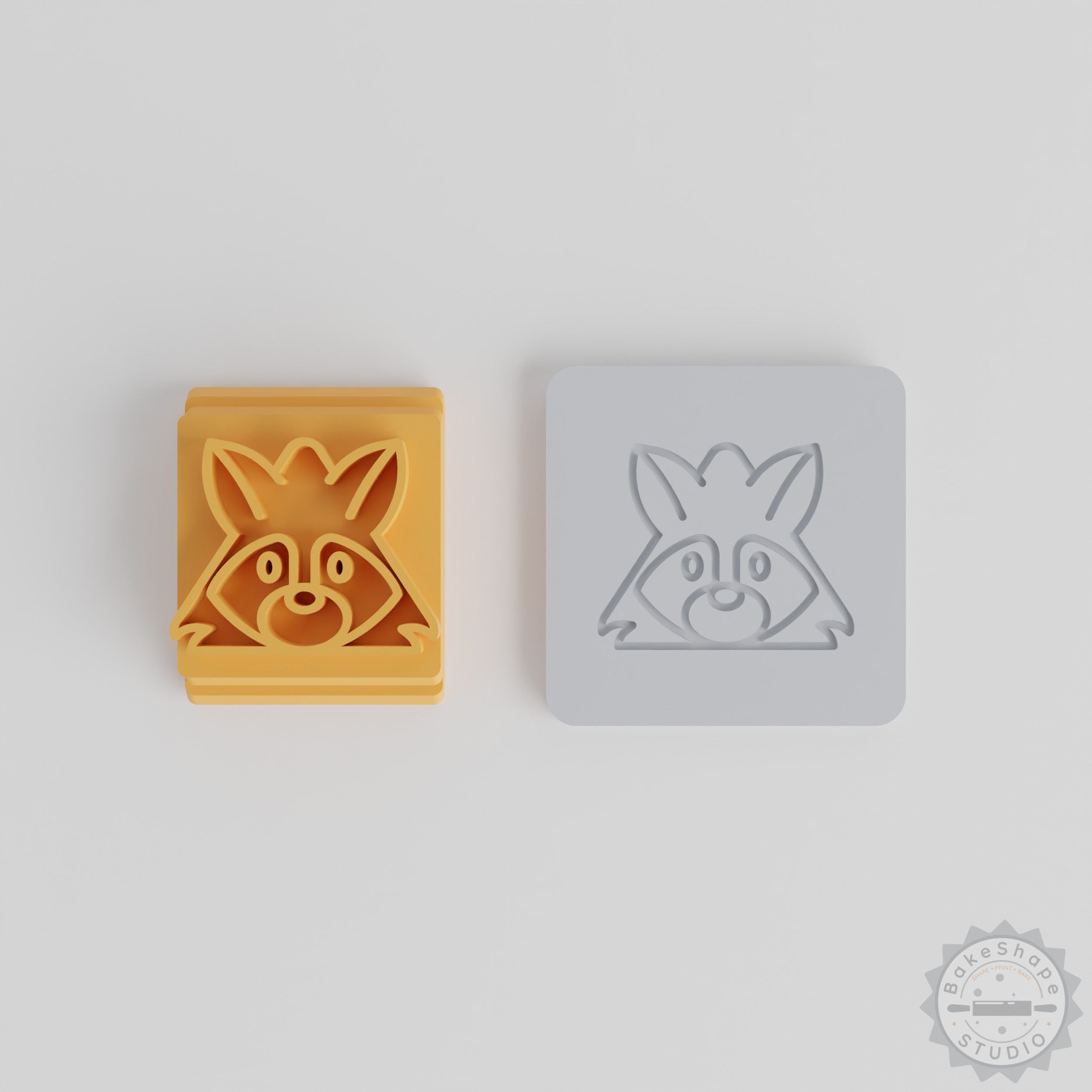 Racoon Stamp Tile Set, 5 Sizes for Clay, Cookie, Fondant, Animal Face Motif, Wildlife Crafting Tool