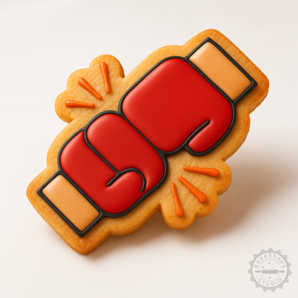 Decorated example 1 of Boxing Gloves Shape Cutter and Stamp Set, 6-Pc Cookie, Fondant Tools for Sport Fight Themes
