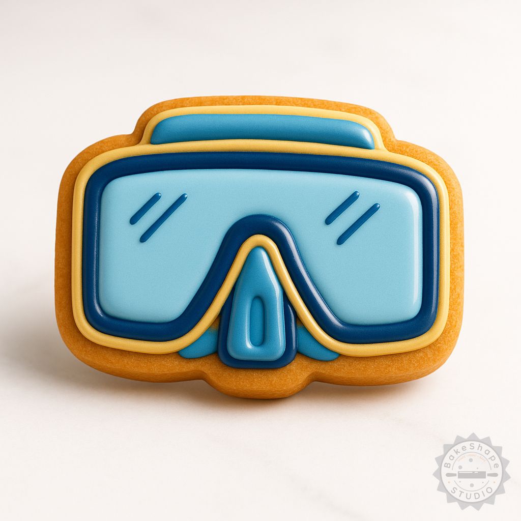 Diving Mask cookie cutter and stamp set STL for 3D printing with small, medium, and large sizes
