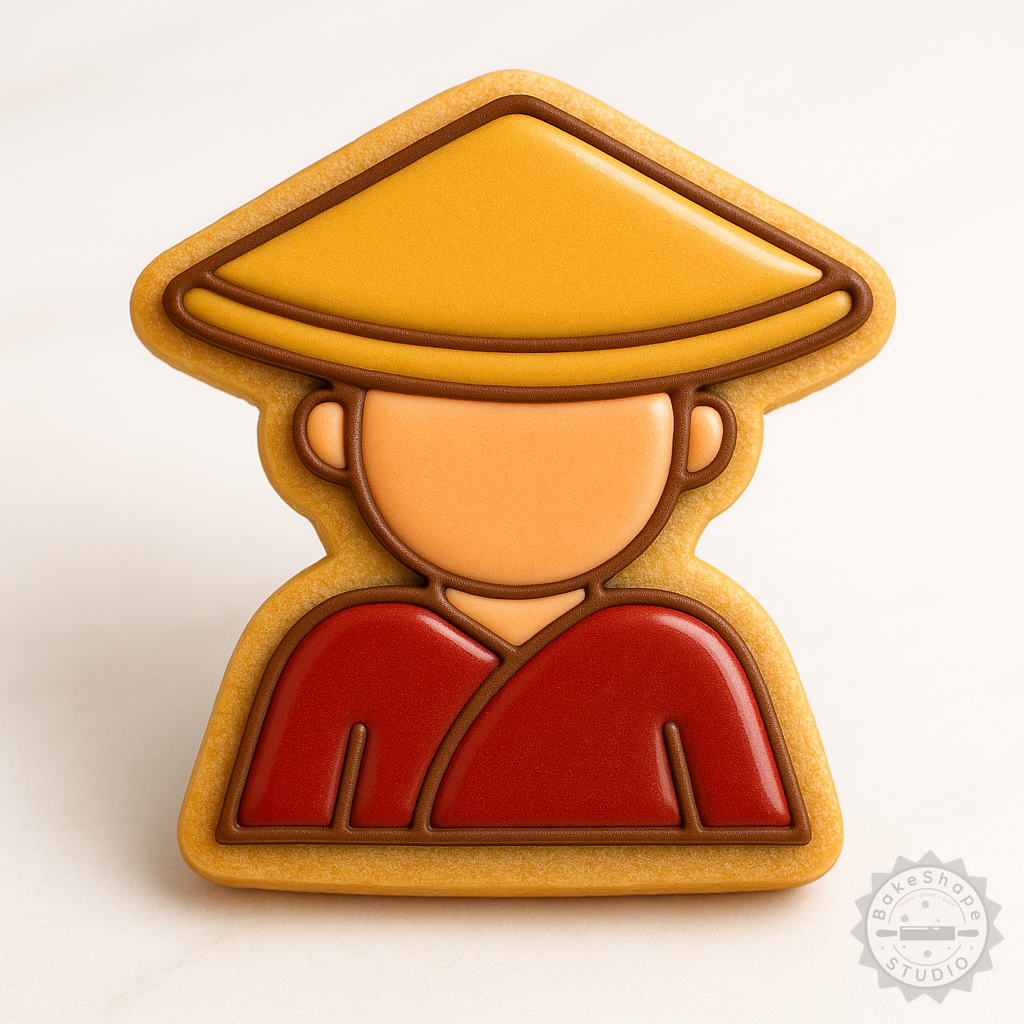 Decorated example 1 of Kung Fu Cookie Cutter Set, Martial Arts Shape Stamps for Cookies, Fondant, 6-Piece, Sizes S/M/L
