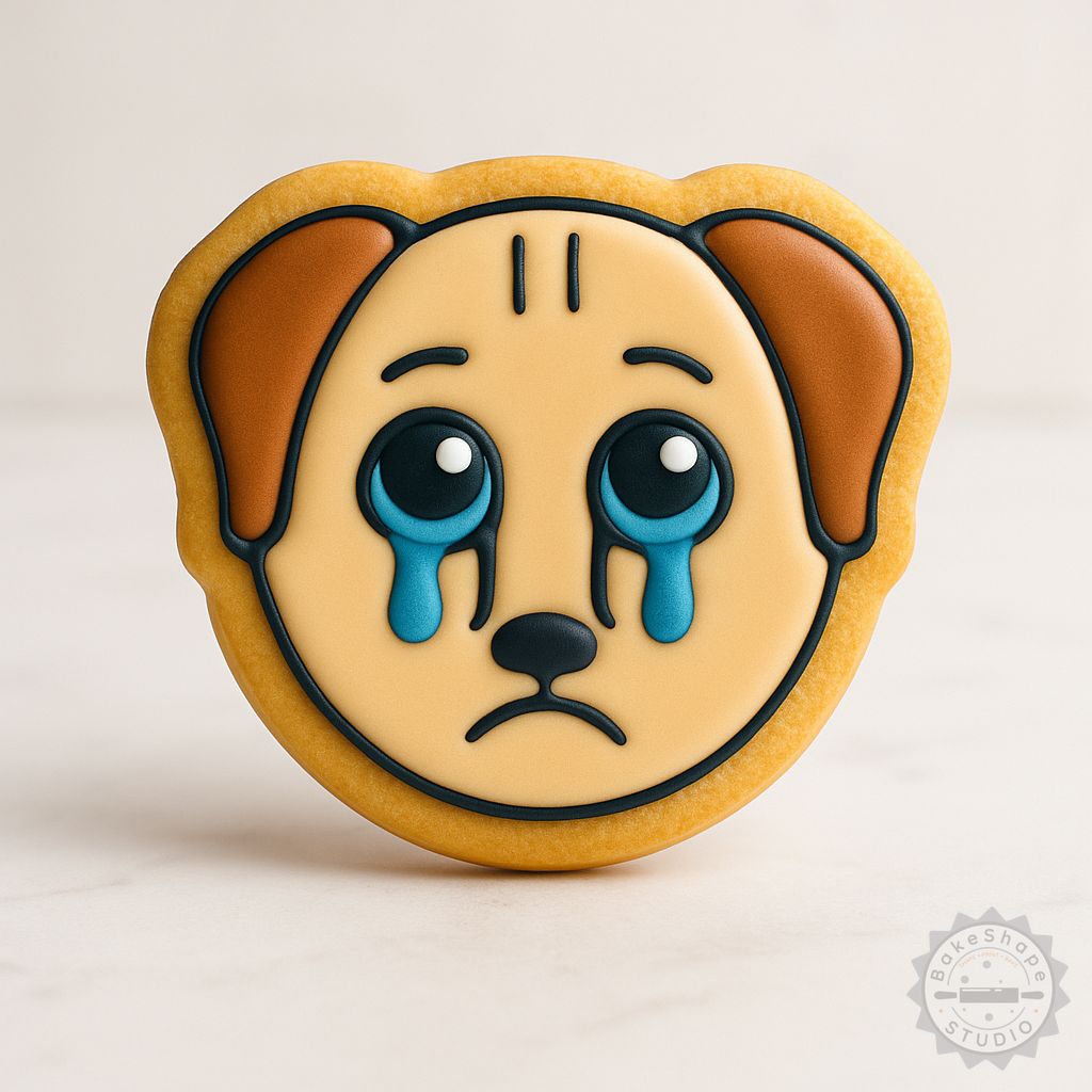 Cry shape dog cookie cutter and stamp STL set for 3D printing in multiple sizes