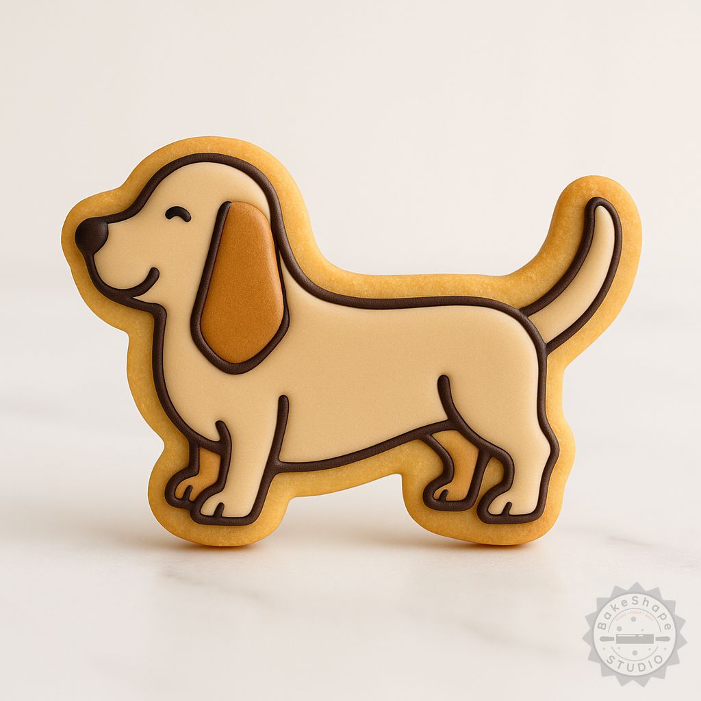 Basset Hound cookie cutter and stamp set STL for 3D printing in small, medium, and large sizes