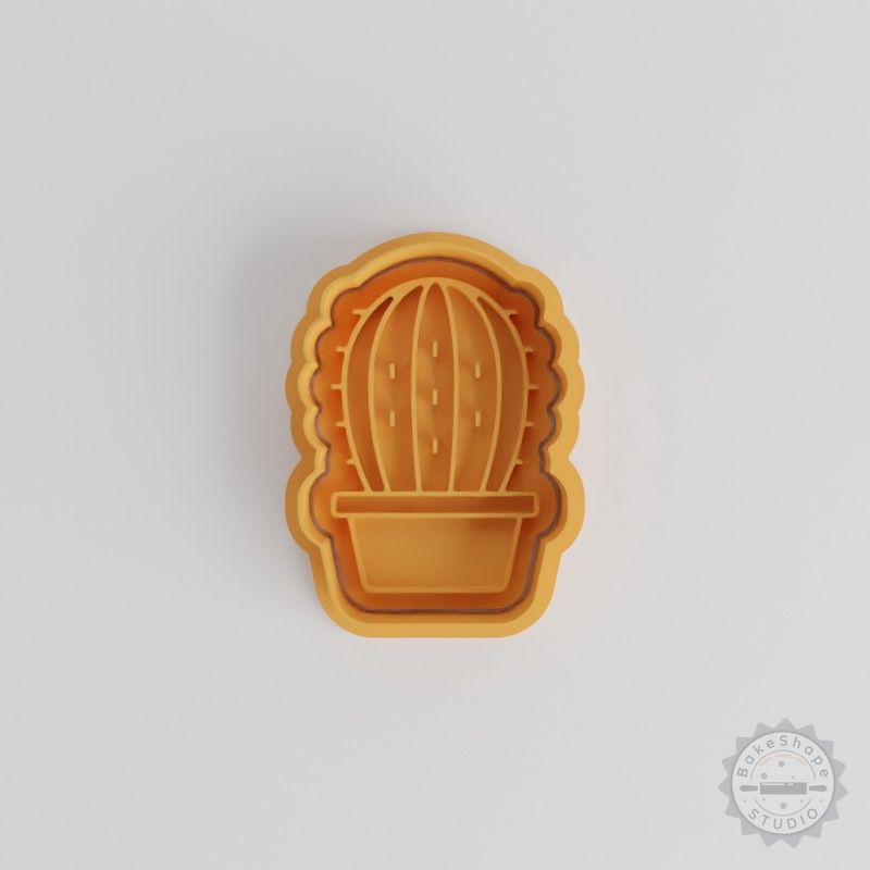 Rounded Cactus Cookie Cutter and Stamp Set, 3 Sizes, Shape Fondant, Succulent Baking Tools