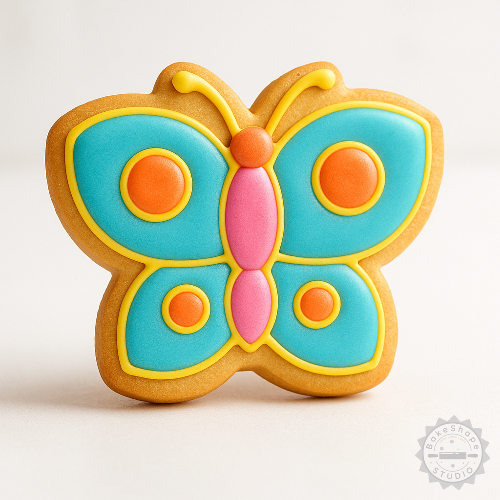 Decorated example 1 of Butterfly Shape Cutter and Stamp Set, Perfect for Cookies and Fondant, 6-Piece S/M/L Collection