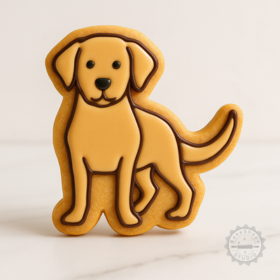 Decorated example 1 of Labrador Retriever Cutter & Stamp Set, 6-Piece Cookie & Fondant Tools, S/M/L Sizes for Baking