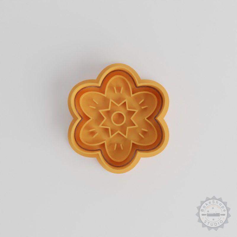 Flower Shape Cutter and Stamp Set, 6-Piece Floral Fondant and Cookie Baking Tool