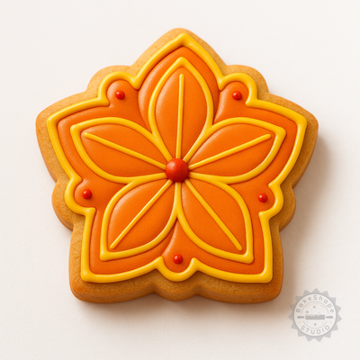 Decorated example 1 of Flower Shape Cutter and Stamp Set, 6-Piece Cookie and Fondant Decor Tools, Day of the Dead Design