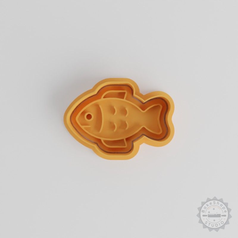 Fish Shape Cutter and Stamp Set, Perfect for Cookies or Fondant, S/M/L Sizes, 6-Piece Aquatic Cookie Cutter Collection