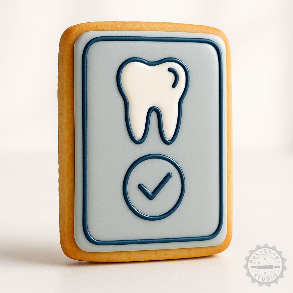Dental Check cookie cutter and stamp set STL for 3D printing dental-themed cookies and fondant