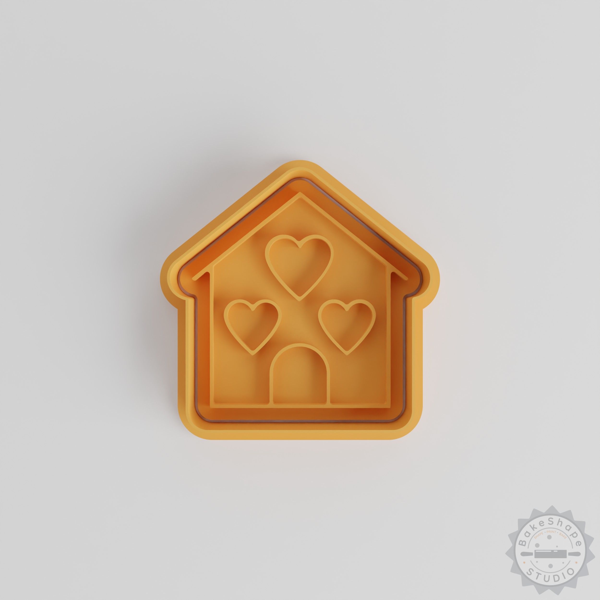 Love Home Cookie Cutter, Fondant Stamp Set, 6-Piece Heart House Shapes, S/M/L Sizes