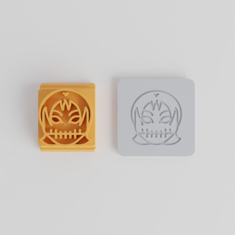 Skull Girl Stamp Tile Set, 5 Sizes 20-40mm, Perfect for Clay, Cookies, Fondant, Halloween Skull Emoji Design